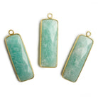 31x11mm Vermeil Bezel Amazonite Bar 1 ring Pendant North South 1 pc - The Bead Traders