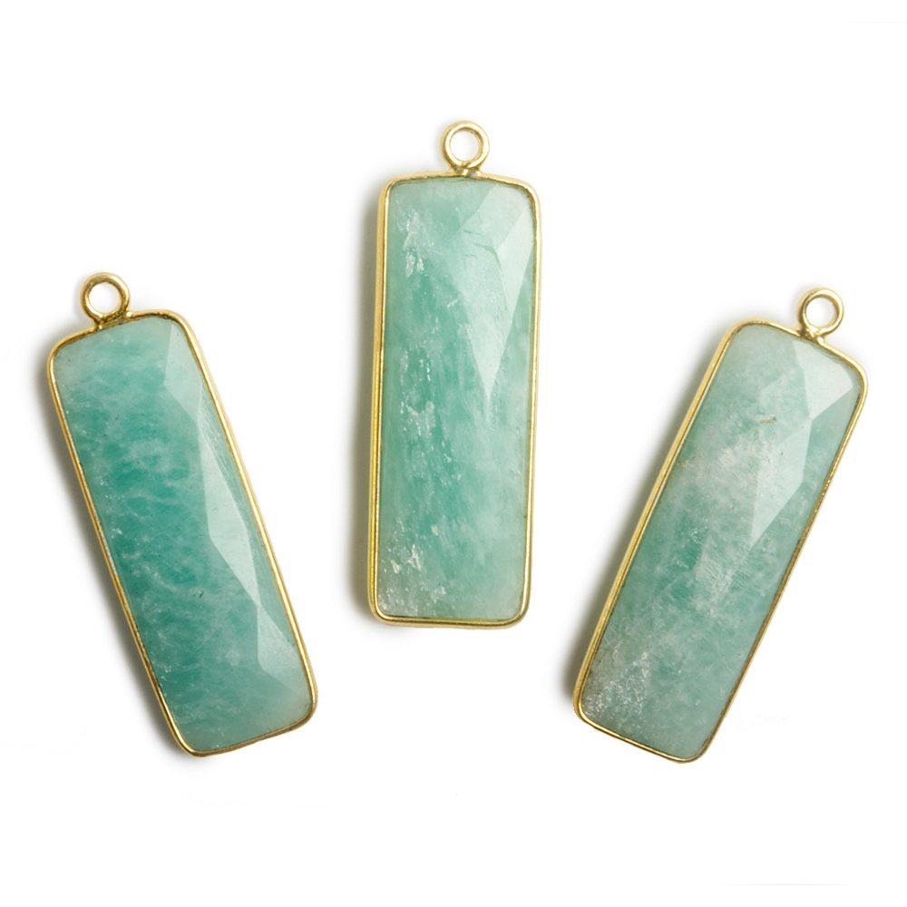 31x11mm Vermeil Bezel Amazonite Bar 1 ring Pendant North South 1 pc - The Bead Traders