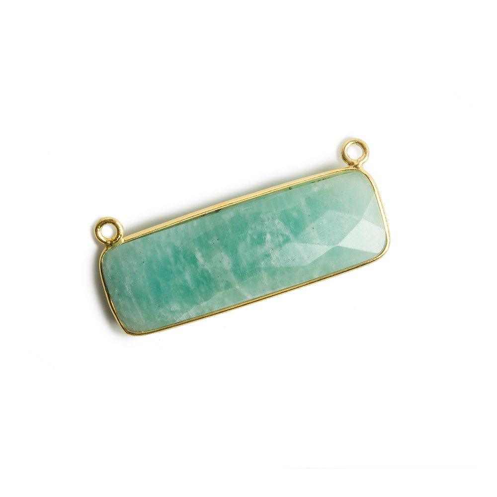 31x11mm Vermeil Bezel Amazonite Bar 2 ring Connector East West 1 pc - The Bead Traders