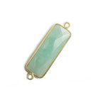31x11mm Vermeil Bezel Amazonite Bar 2 ring Connector North South 1 pc - The Bead Traders