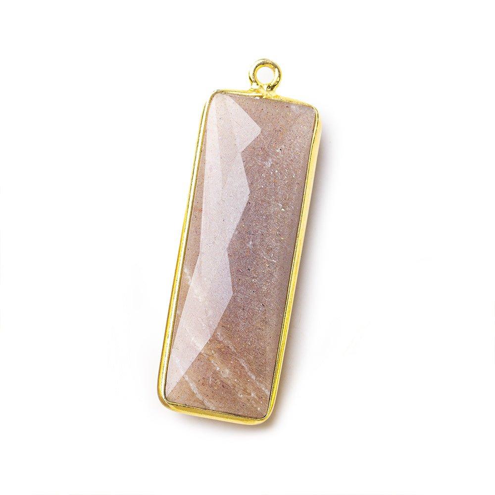 31x11mm Vermeil Bezel Chocolate Moonstone Bar 1 ring pendant 1 piece - The Bead Traders