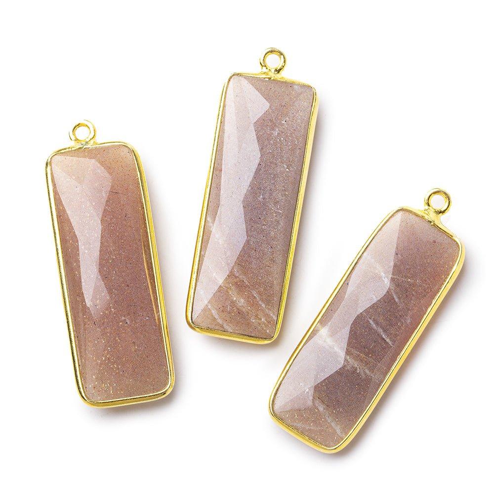 31x11mm Vermeil Bezel Chocolate Moonstone Bar 1 ring pendant 1 piece - The Bead Traders