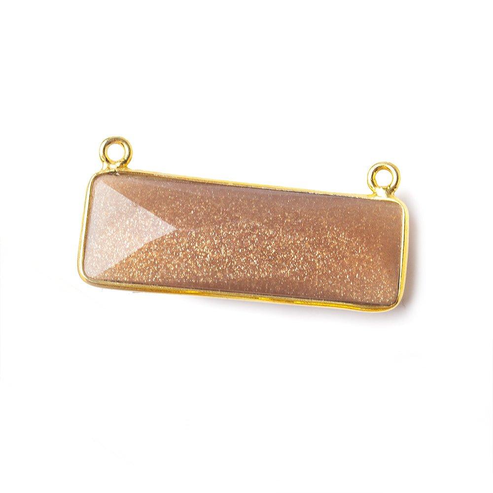 31x11mm Vermeil Bezel Chocolate Moonstone Bar 2 ring Connector East West 1 piece - The Bead Traders