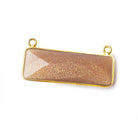 31x11mm Vermeil Bezel Chocolate Moonstone Bar 2 ring Connector East West 1 piece - The Bead Traders