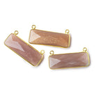 31x11mm Vermeil Bezel Chocolate Moonstone Bar 2 ring Connector East West 1 piece - The Bead Traders