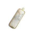 31x11mm Vermeil Bezel Dendritic Agate Bar 1 ring Pendant North South 1 pc - The Bead Traders