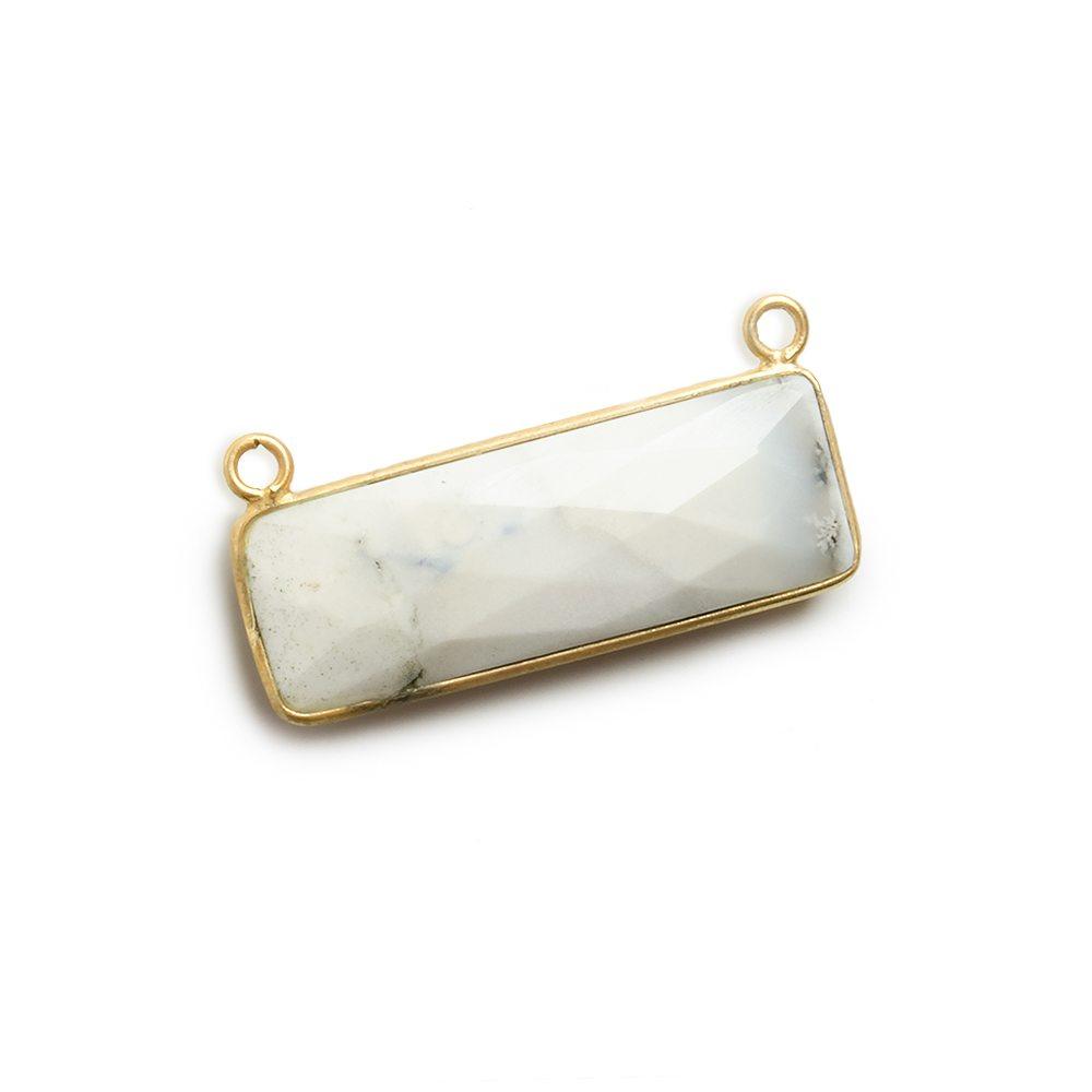 31x11mm Vermeil Bezel Dendritic Agate Bar 2 ring Connector East West 1 pc - The Bead Traders