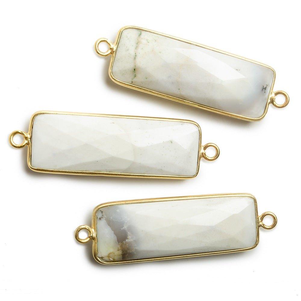 31x11mm Vermeil Bezel Dendritic Agate Bar 2 ring Connector North South 1 pc - The Bead Traders