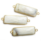 31x11mm Vermeil Bezel Dendritic Agate Bar 2 ring Connector North South 1 pc - The Bead Traders
