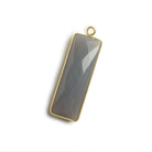 31x11mm Vermeil Bezel Grey Chalcedony Bar 1 ring pendant 1 piece - The Bead Traders