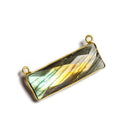31x11mm Vermeil Bezel Labradorite Bar 2 ring Connector East West 1 piece - The Bead Traders