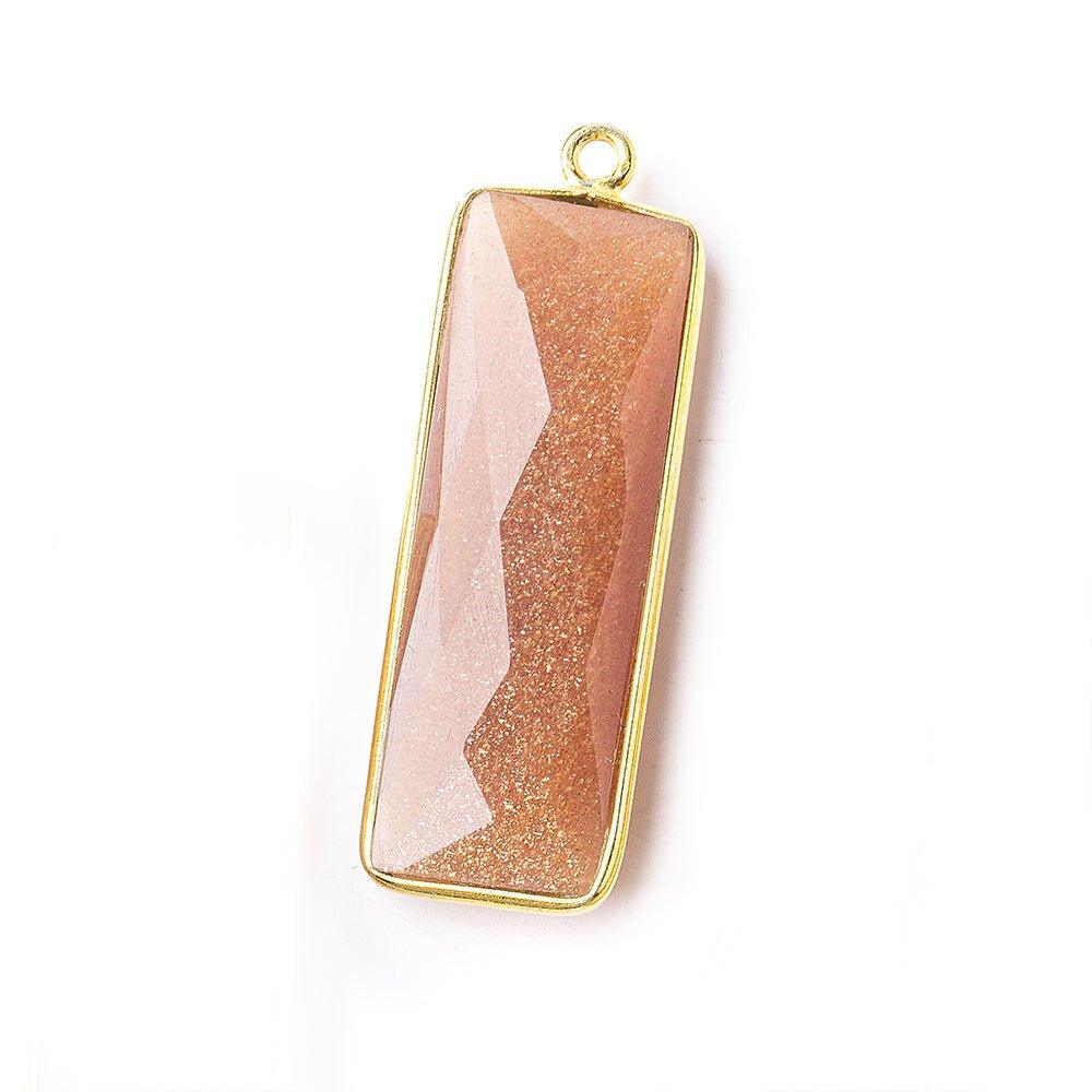 31x11mm Vermeil Bezel Peach Moonstone Bar 1 ring pendant 1 piece - The Bead Traders