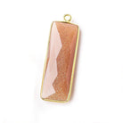 31x11mm Vermeil Bezel Peach Moonstone Bar 1 ring pendant 1 piece - The Bead Traders