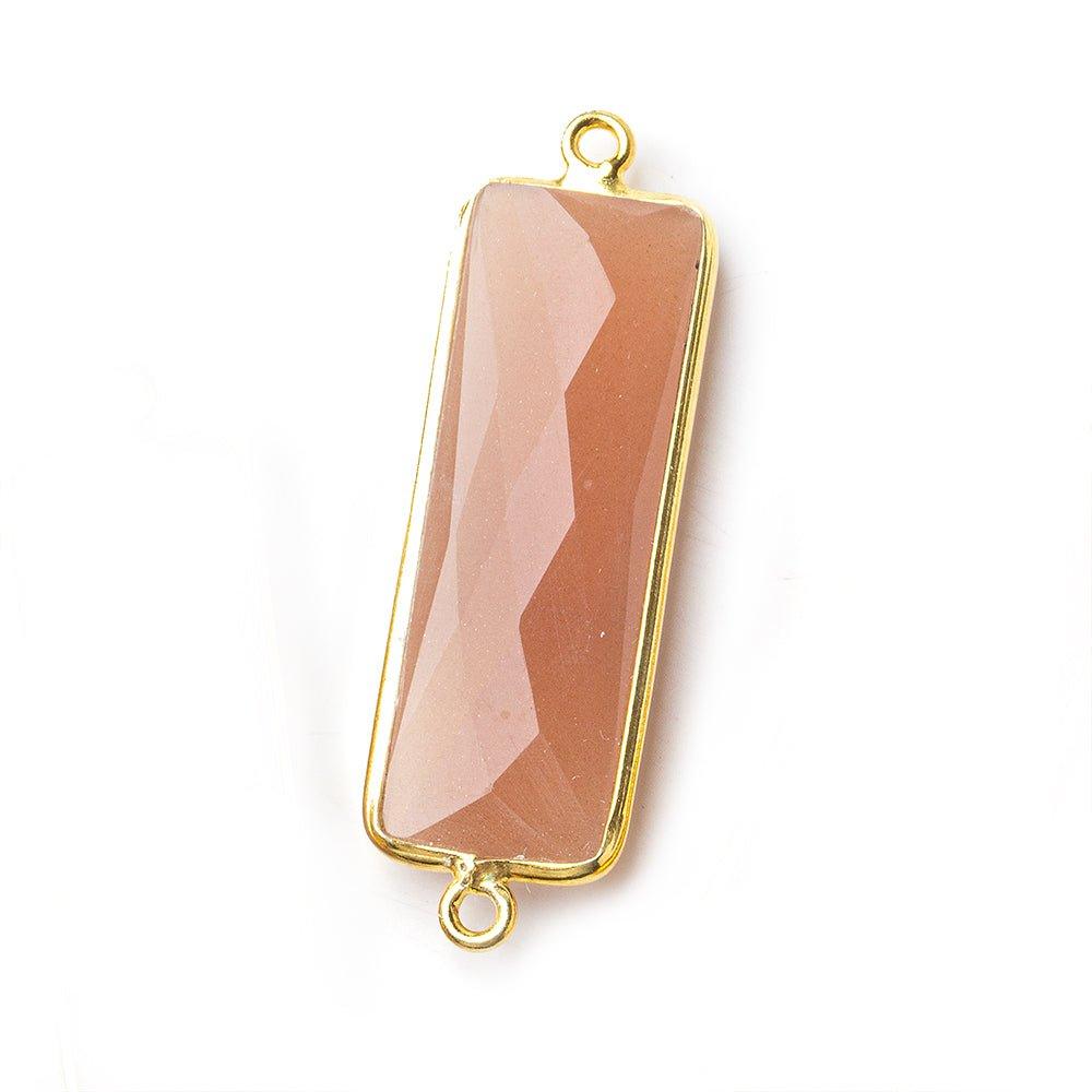 31x11mm Vermeil Bezel Peach Moonstone Bar 2 ring Connector North South 1 piece - The Bead Traders