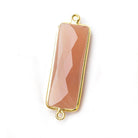 31x11mm Vermeil Bezel Peach Moonstone Bar 2 ring Connector North South 1 piece - The Bead Traders
