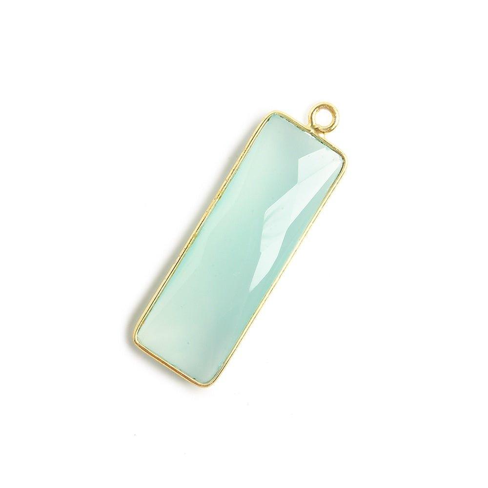31x11mm Vermeil Bezel Seafoam Chalcedony Bar 1 ring pendant 1 piece - The Bead Traders
