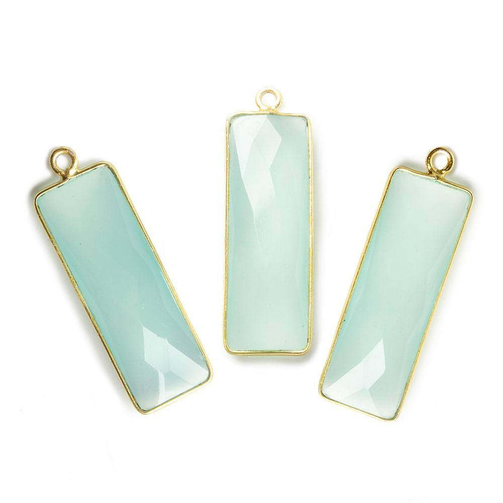 31x11mm Vermeil Bezel Seafoam Chalcedony Bar 1 ring pendant 1 piece - The Bead Traders