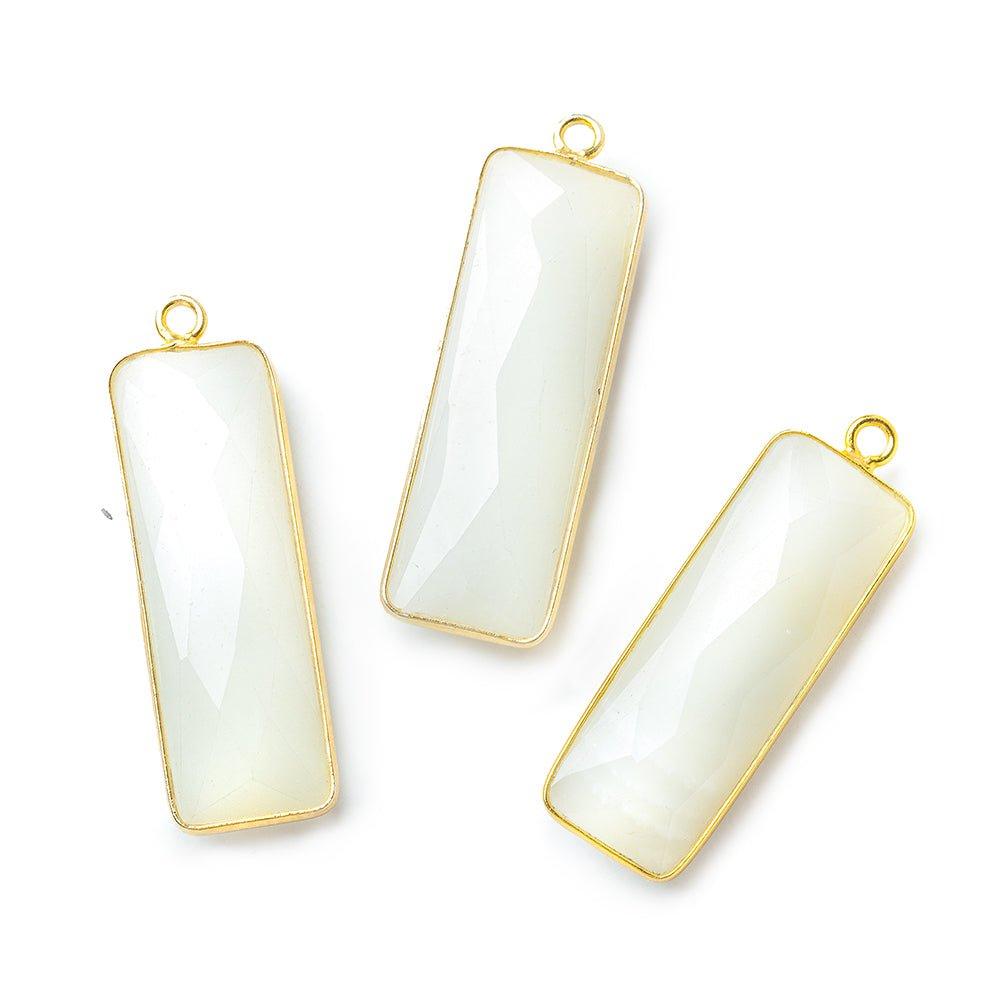 31x11mm Vermeil Bezel White Moonstone Bar 1 ring pendant 1 piece - The Bead Traders