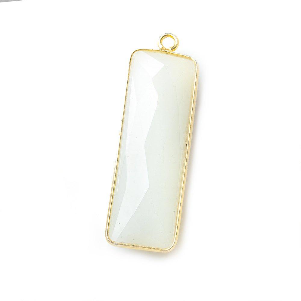 31x11mm Vermeil Bezel White Moonstone Bar 1 ring pendant 1 piece - The Bead Traders