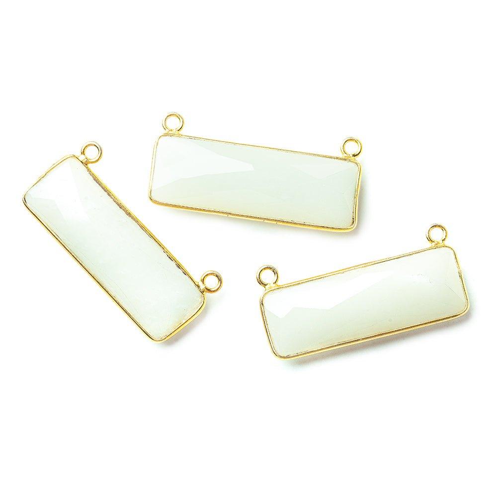 31x11mm Vermeil Bezel White Moonstone Bar 2 ring Connector East West 1 piece - The Bead Traders