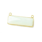 31x11mm Vermeil Bezel White Moonstone Bar 2 ring Connector East West 1 piece - The Bead Traders