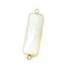 31x11mm Vermeil Bezel White Moonstone Bar 2 ring Connector North South 1 piece - The Bead Traders