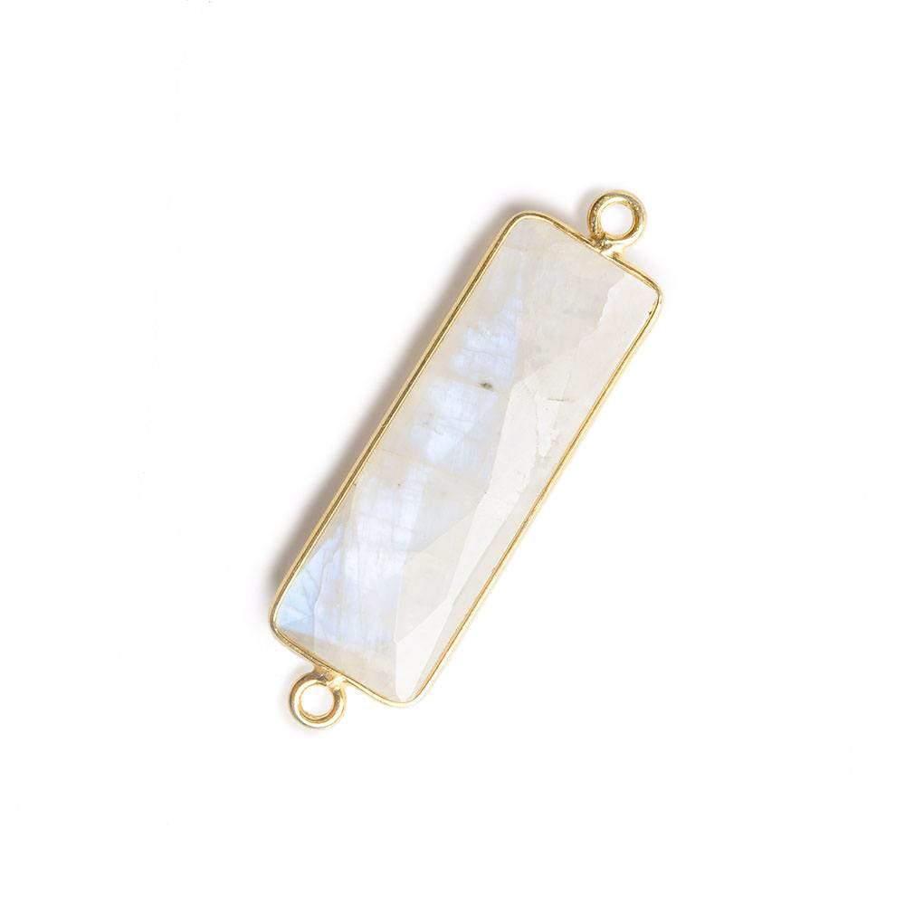 31x11mm Vermeil Bezeled Rainbow Moonstone Bar Pendant 1 Piece - The Bead Traders