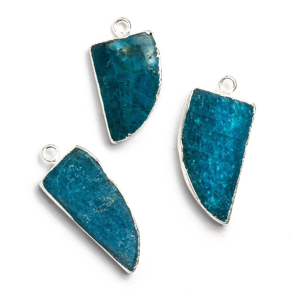 31x13mm Silver Leafed Apatite Horn Pendant 1 Bead