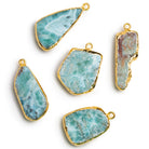 31x14mm Gold Leafed Larimar Slice Pendant 1 Bead - The Bead Traders