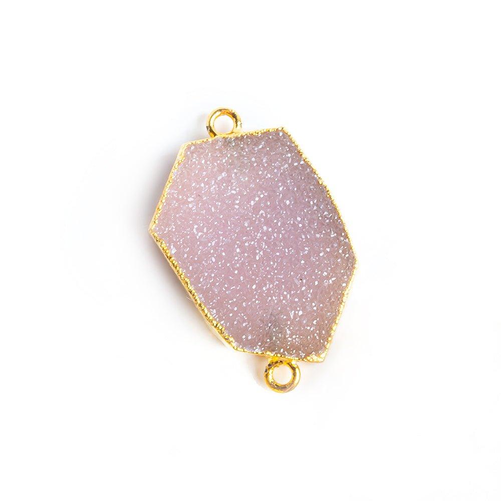 31x18.5mm Gold Leafed Blush Pink Drusy Connector 1 piece - The Bead Traders