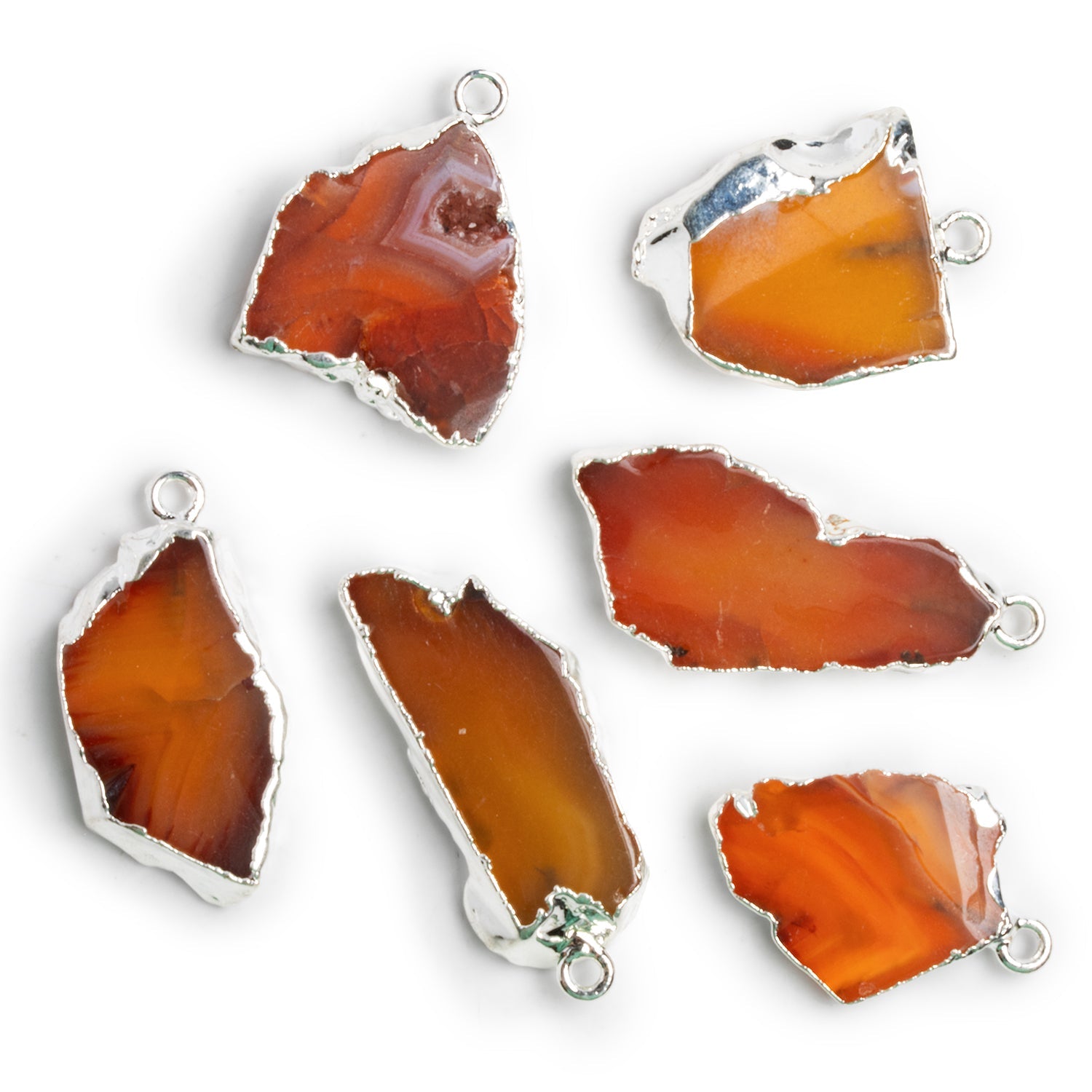 31x18mm Silver Leafed Agate Slice Pendant 1 Bead - The Bead Traders