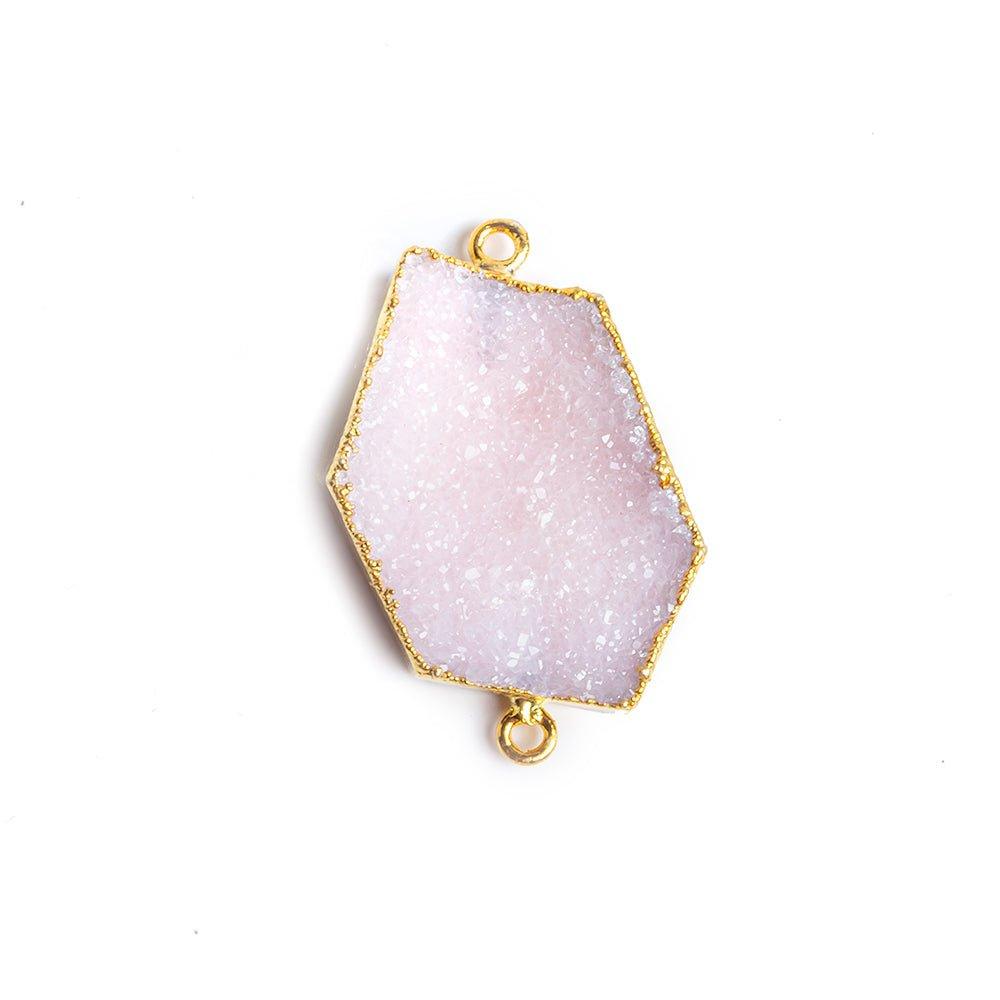 31x19mm Gold Leafed Pink Drusy Connector 1 piece - The Bead Traders