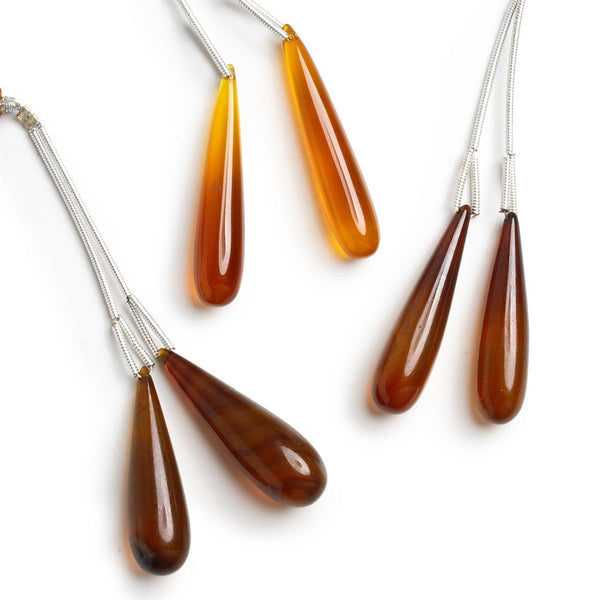 31x8mm Chalcedony Plain Teardrop Focals 2 Beads