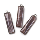 31x9mm Black Gold Bezel Chocolate Moonstone Unfaceted Bar pendant 1 piece - The Bead Traders