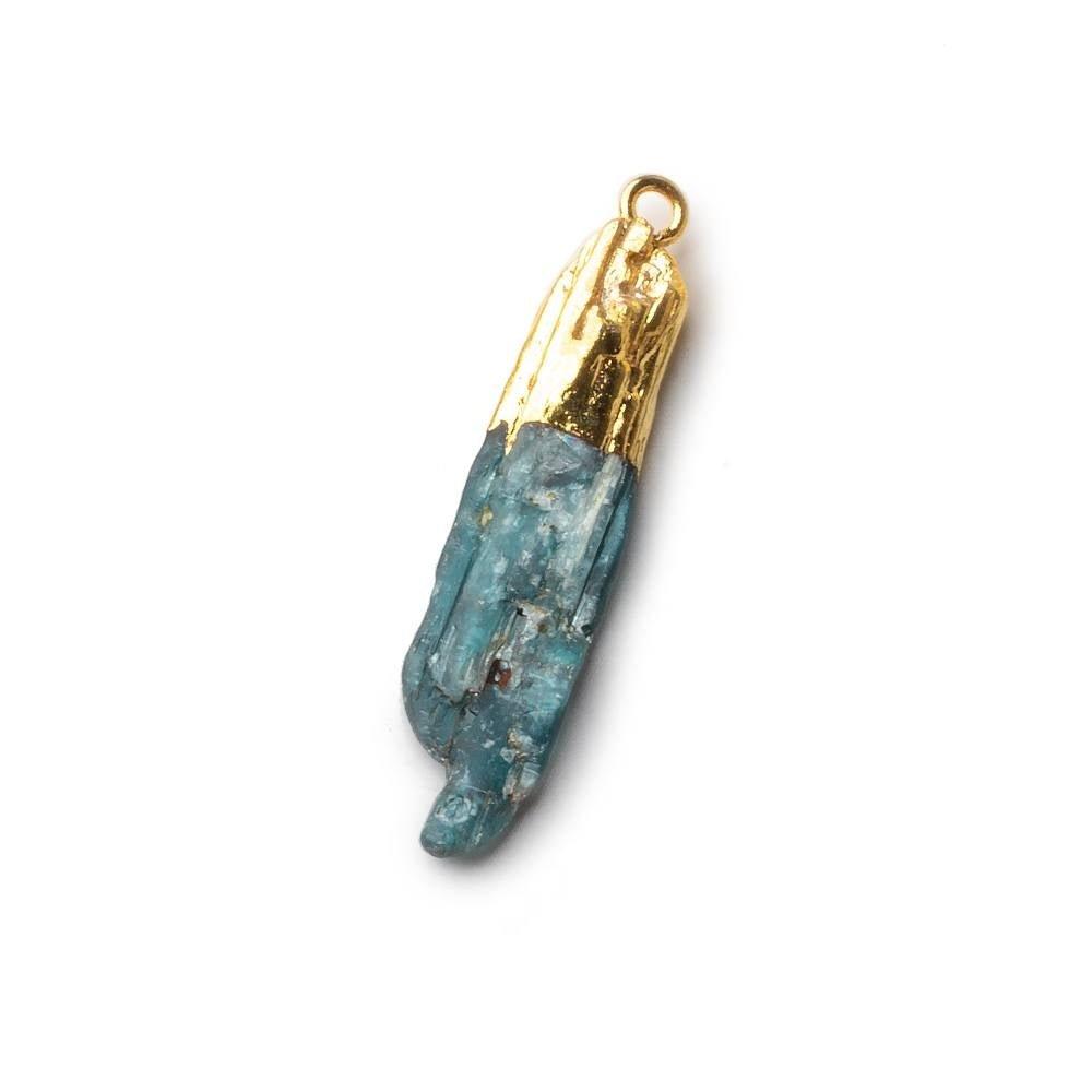 31x9mm Gold Leafed Blue Kyanite Natural Crystal Pendant 1 piece - The Bead Traders
