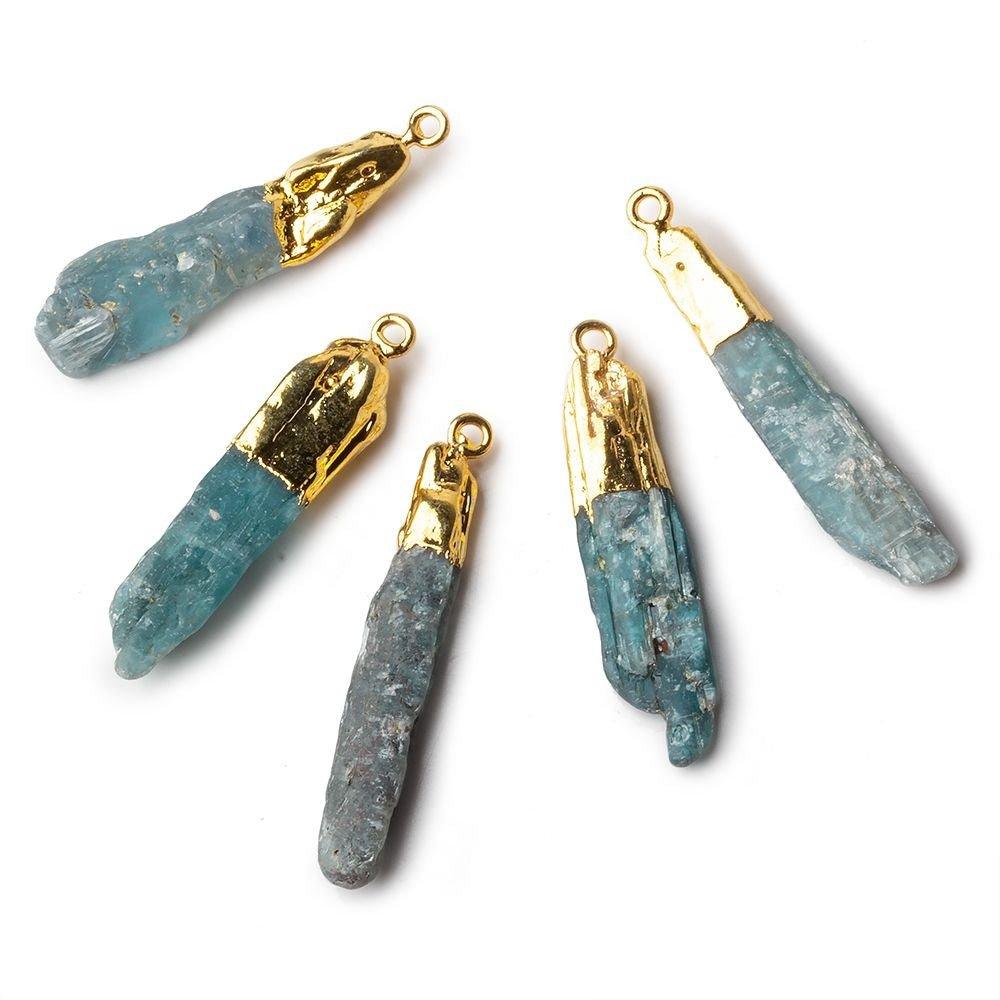 31x9mm Gold Leafed Blue Kyanite Natural Crystal Pendant 1 piece - The Bead Traders