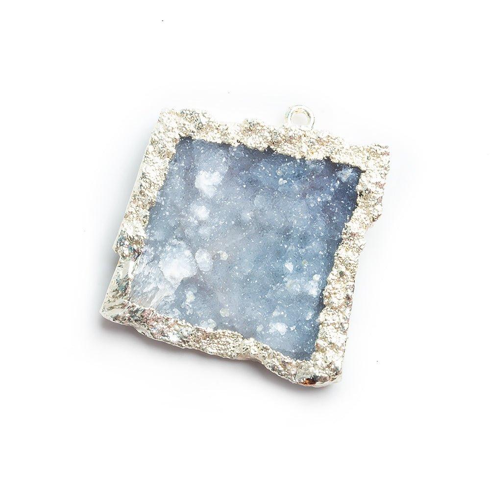 32.5x32mm Silver Leafed White Drusy Focal Pendant 1 piece - The Bead Traders