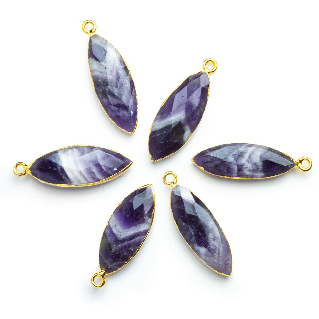 32x11mm Gold Leafed Amethyst Marquise Pendant 1 Piece - The Bead Traders