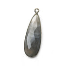 32x12mm Black Gold Bezeled Platinum Grey Moonstone Pear Pendant 1 piece - The Bead Traders