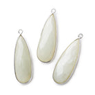 32x12mm Silver .925 Bezeled Off White Moonstone Pear Pendant 1 piece - The Bead Traders