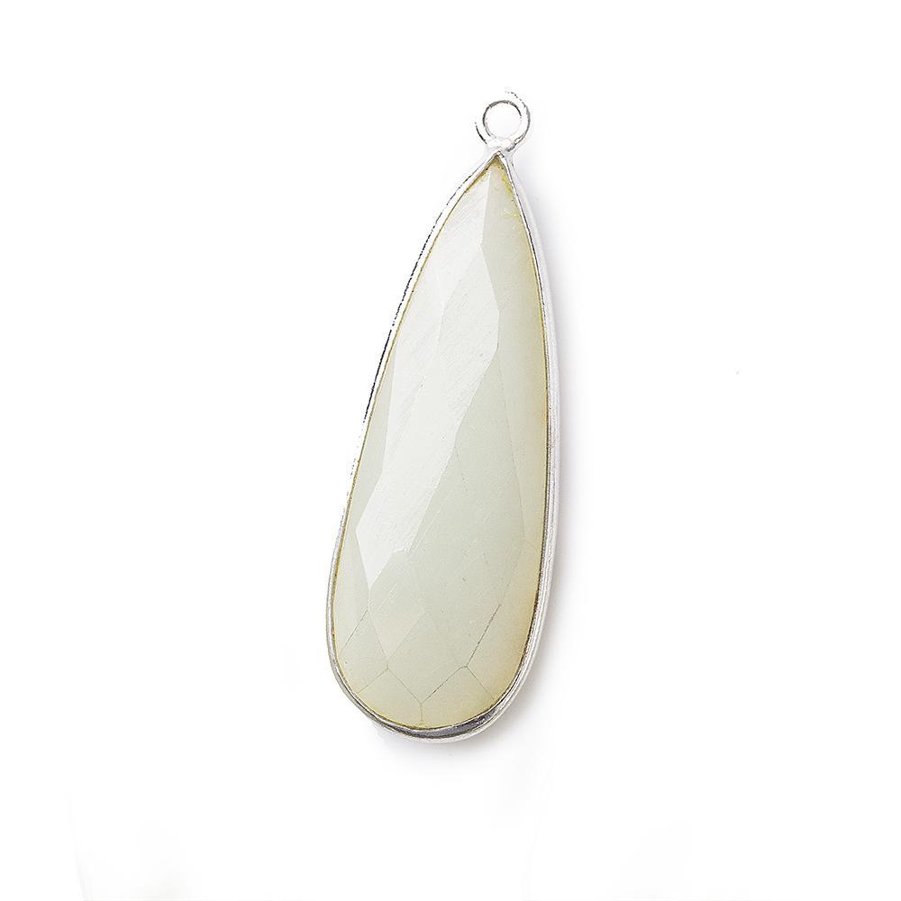 32x12mm Silver .925 Bezeled Off White Moonstone Pear Pendant 1 piece - The Bead Traders