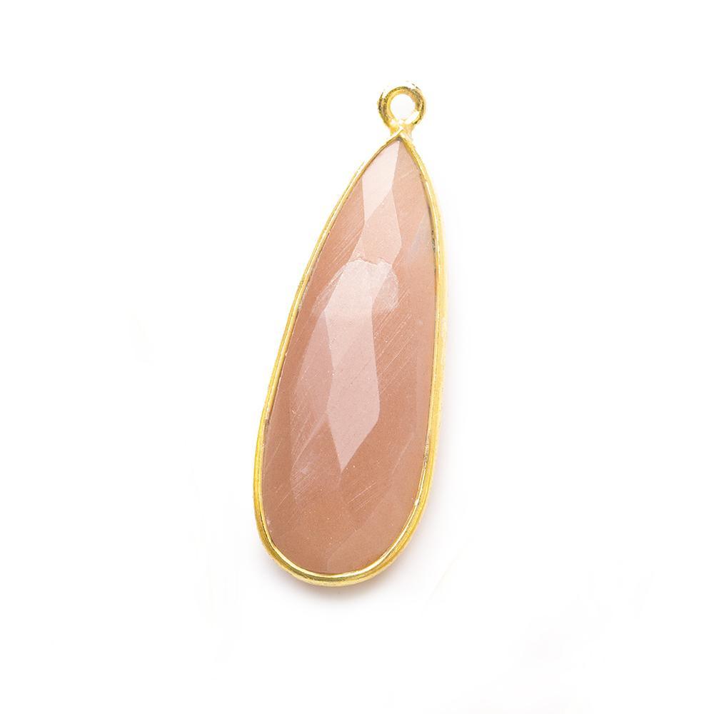 32x12mm Vermeil Bezeled Angel Skin Peach Moonstone Pear Pendant 1 piece - The Bead Traders