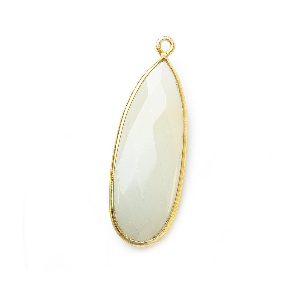 32x12mm Vermeil Bezeled Off White Moonstone Pear Pendant 1 piece - The Bead Traders
