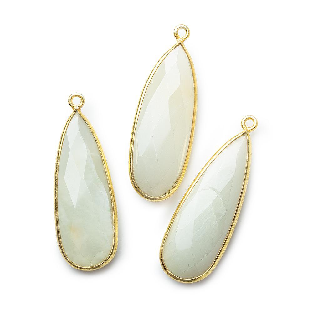 32x12mm Vermeil Bezeled Off White Moonstone Pear Pendant 1 piece - The Bead Traders