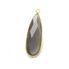 32x12mm Vermeil Bezeled Platinum Grey Moonstone Pear Pendant 1 piece - The Bead Traders