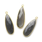 32x12mm Vermeil Bezeled Platinum Grey Moonstone Pear Pendant 1 piece - The Bead Traders