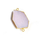 32x18mm Gold Leafed Rose Pink Drusy Connector 1 piece - The Bead Traders