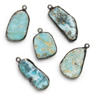 32x19mm Black Gold Leafed Larimar Slice Pendant 1 Bead - The Bead Traders
