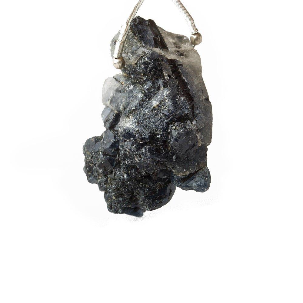 32x24mm Black Tourmalinated Quartz Natural Crystal Cluster Pendant 1 piece - The Bead Traders