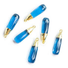 32x9mm Gold Leafed Cobalt Blue Quartz Faceted Teardrop Focal Pendant 1 Piece - The Bead Traders